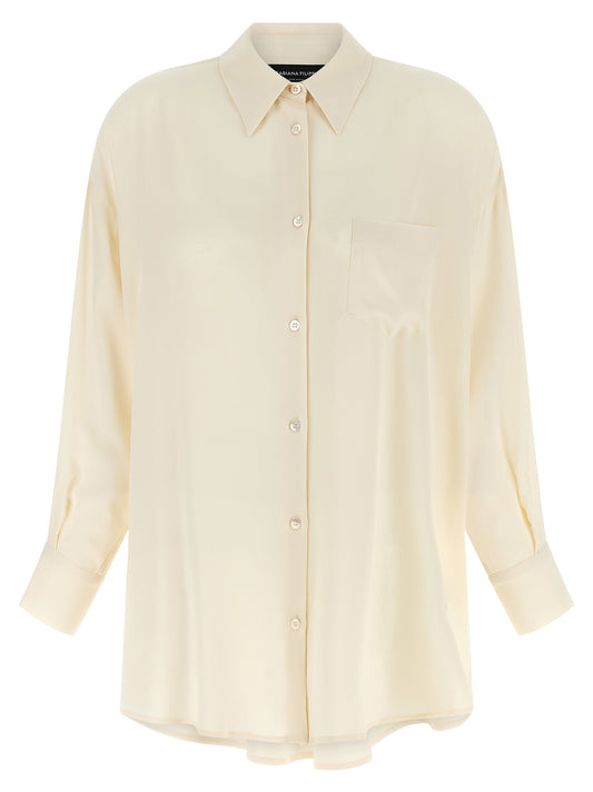Blouse by Fabiana Filippi for women in silk & acetate beige features an polished silhouette, showcasing a sophisticated and detail for a truly polished finish.