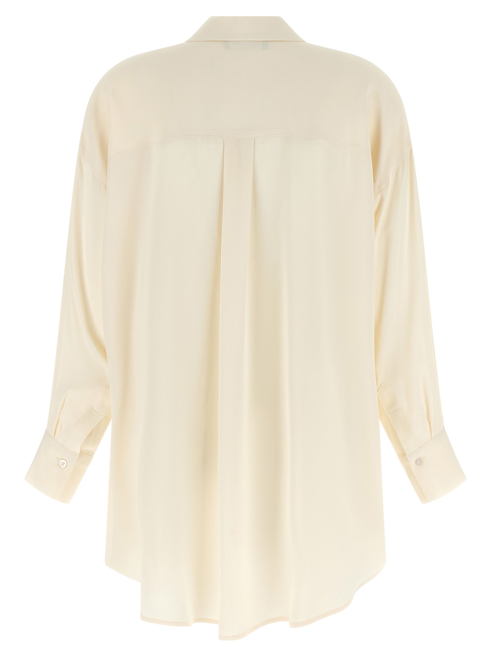 Blouse by Fabiana Filippi for women in silk & acetate beige features an architectural silhouette with a refined and elegant for a architectural look.