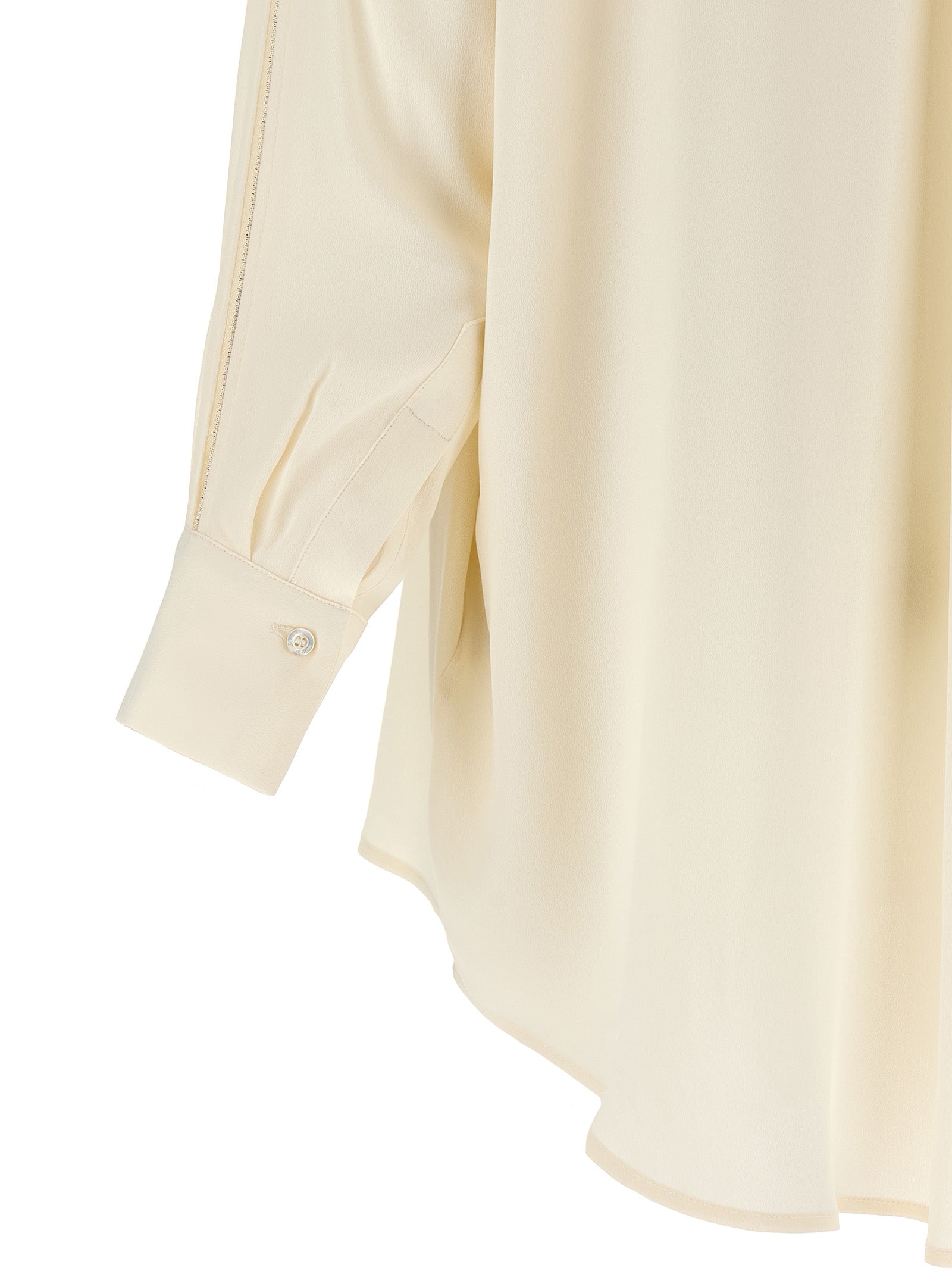 Blouse by Fabiana Filippi for women in silk & acetate beige showcases a sharp silhouette, elegantly detailed with a sharp and sharp .