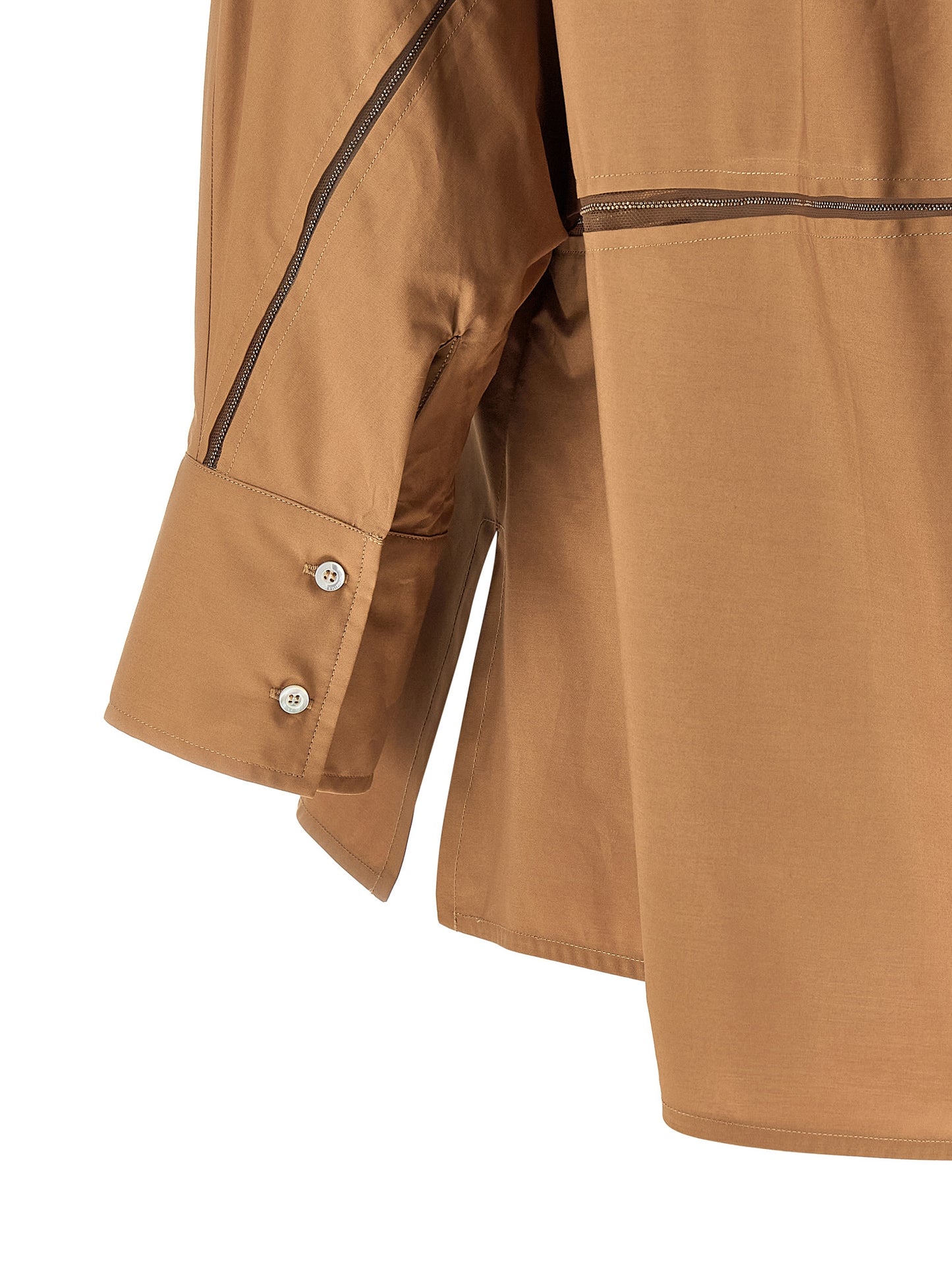 Blouse by Fabiana Filippi for women in cotton brown showcases a sublime silhouette, artfully detailed with a sublime and for a sophisticated, sublime finish.