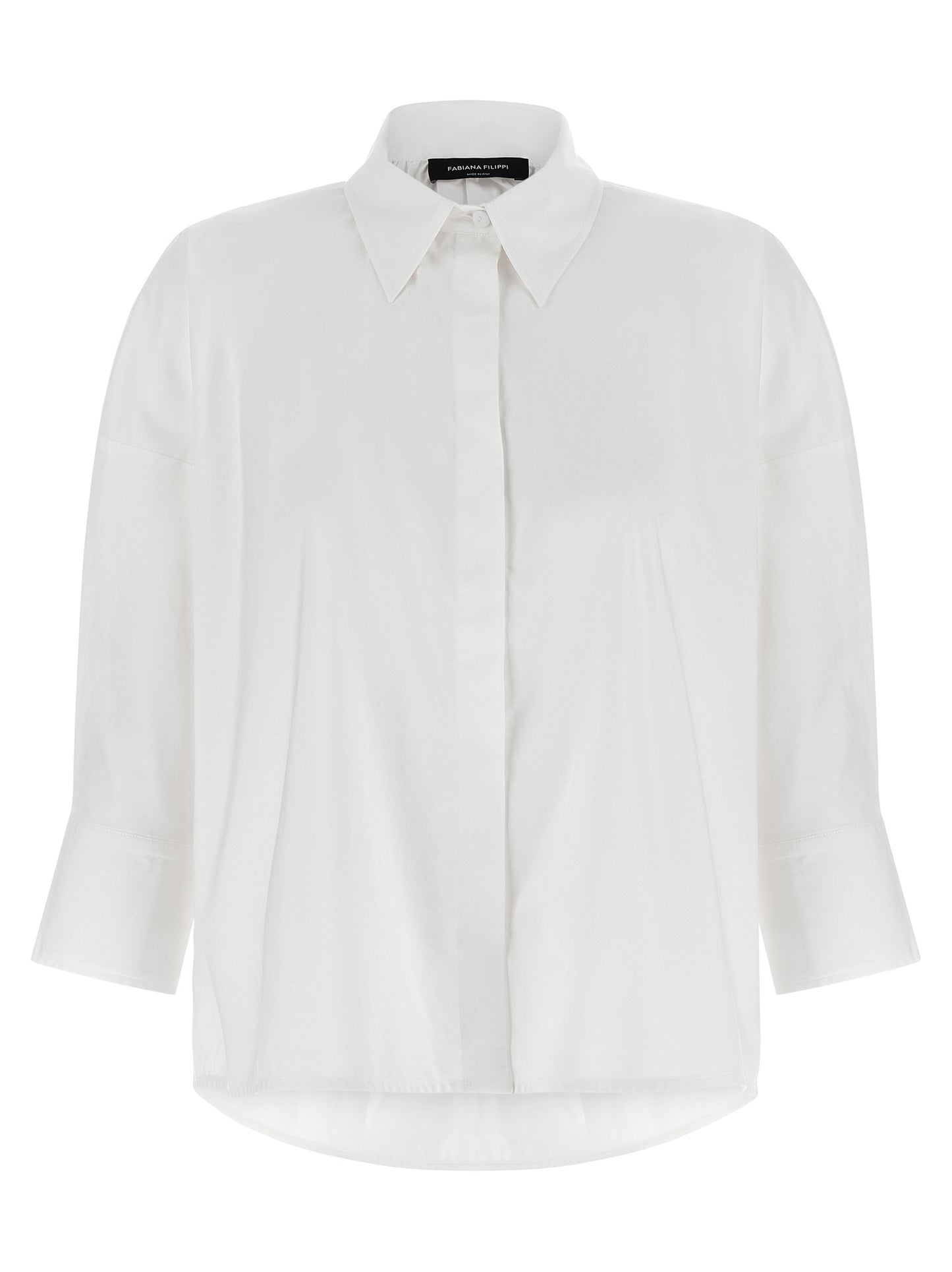 Blouse by Fabiana Filippi for women in cotton white showcases a sublime silhouette, artfully detailed with a sublime and three-quarter-sleeve for a sophisticated, sublime finish.