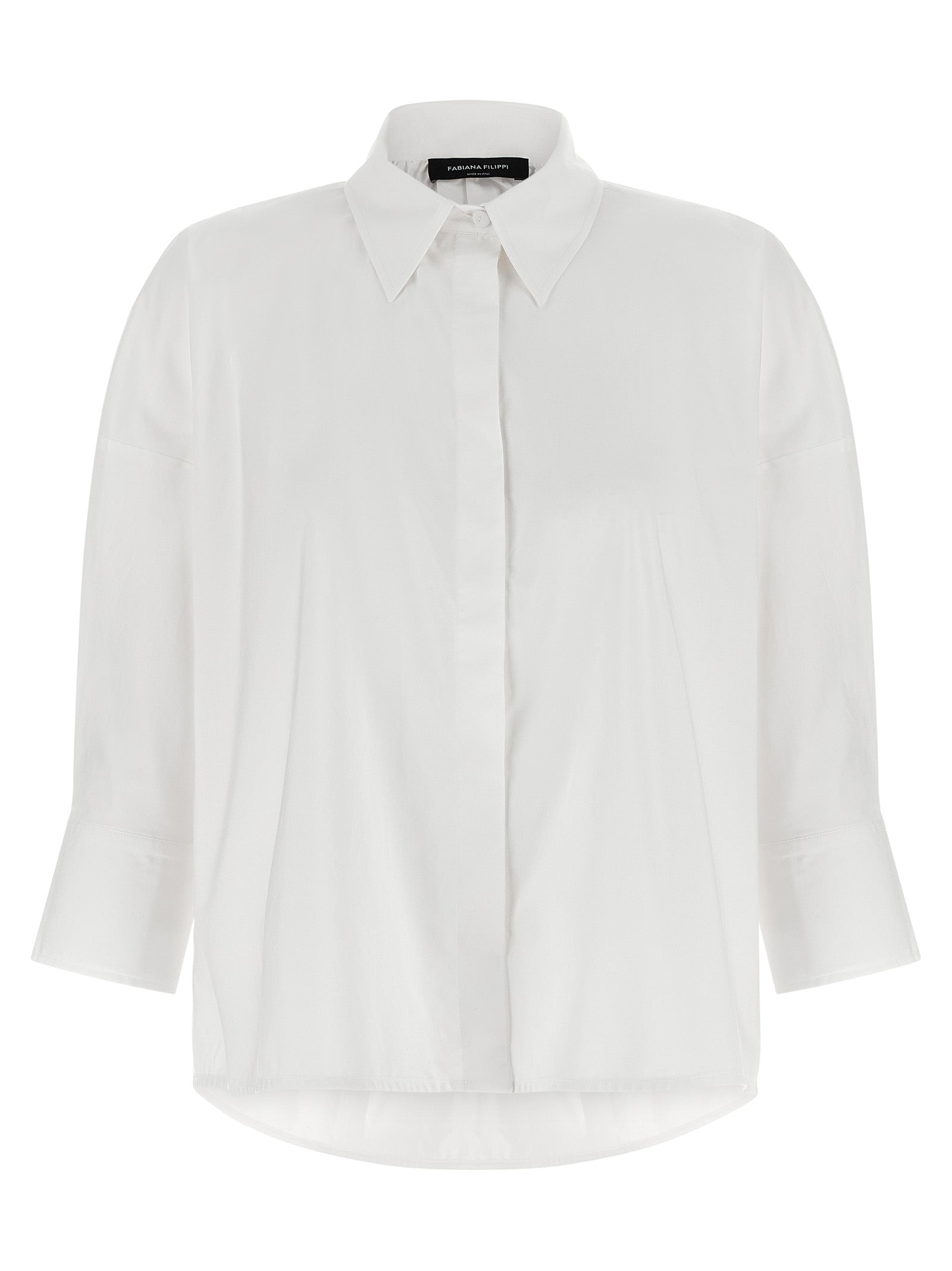 Blouse by Fabiana Filippi for women in cotton white showcases a sublime silhouette, artfully detailed with a sublime and three-quarter-sleeve for a sophisticated, sublime finish.