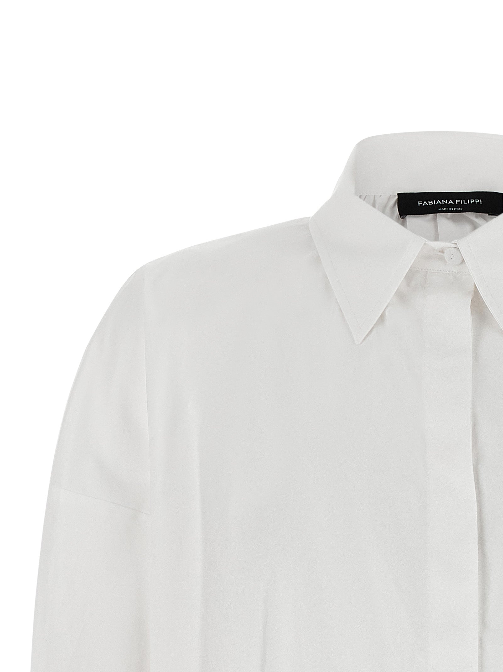 Blouse by Fabiana Filippi for women in cotton white features an architectural silhouette with a refined and elegant for a architectural look.