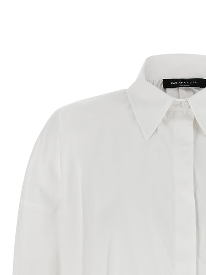 Blouse by Fabiana Filippi for women in cotton white features an architectural silhouette with a refined and elegant for a architectural look.
