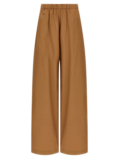 Casual Pants by Fabiana Filippi for women in cotton brown features an refined tailoring silhouette, showcasing a premium straight-leg & wide with a and long cut for a refined tailoring look.