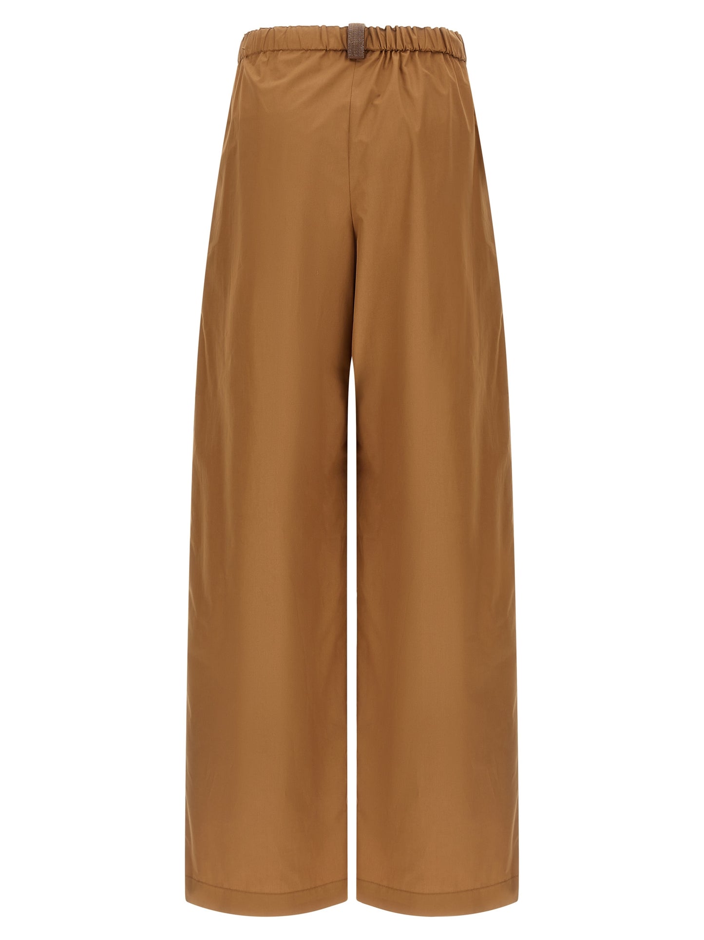 Casual Pants by Fabiana Filippi for women in cotton brown features a polished silhouette with a polished straight-leg & wide, reaching a polished long and finished with a polished .