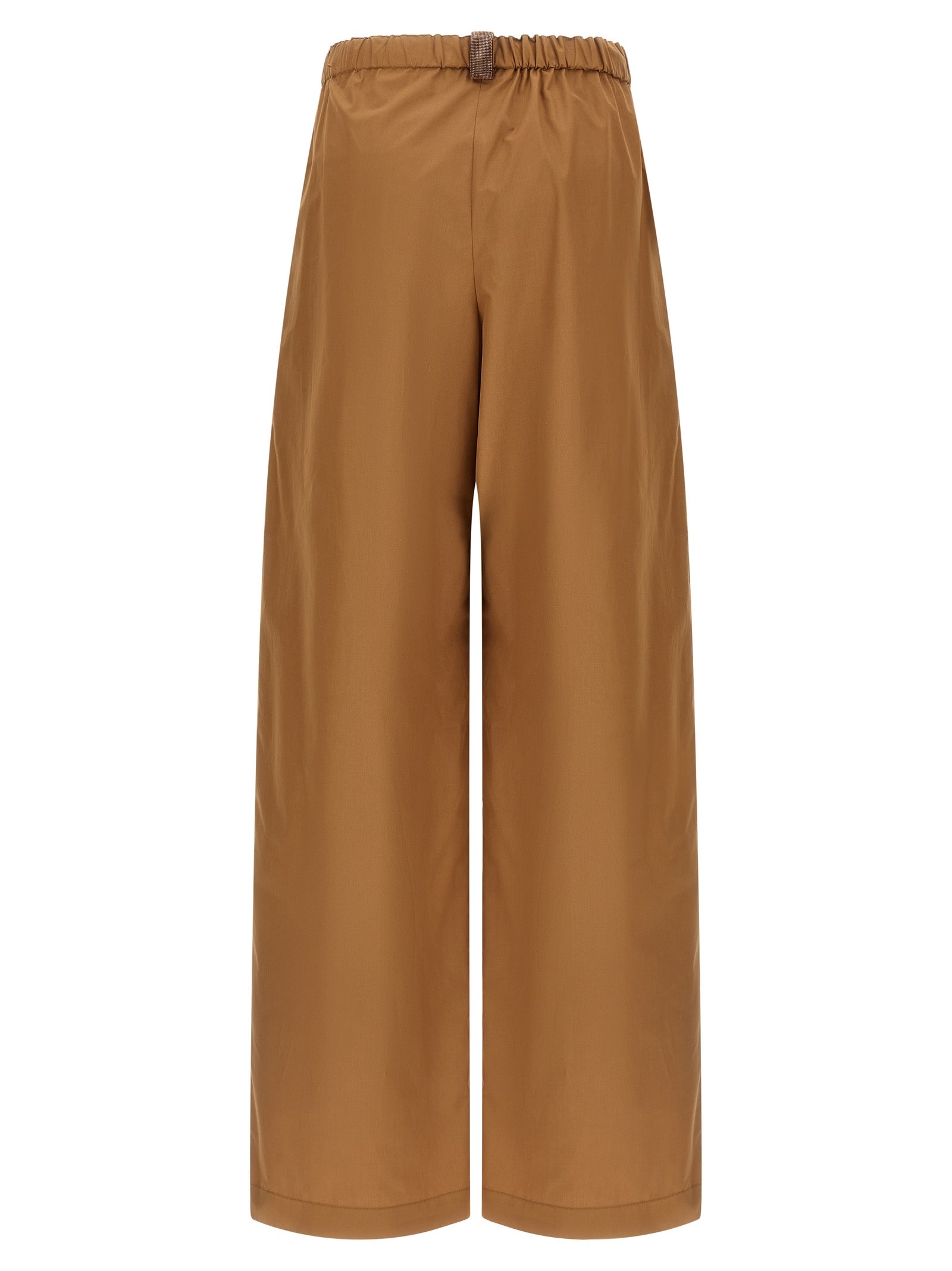 Casual Pants by Fabiana Filippi for women in cotton brown features a polished silhouette with a polished straight-leg & wide, reaching a polished long and finished with a polished .