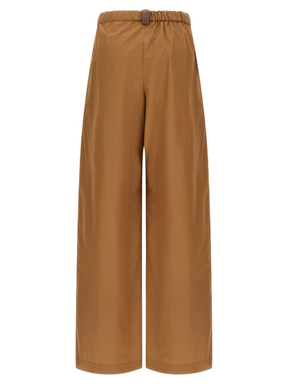 Casual Pants by Fabiana Filippi for women in cotton brown features a polished silhouette with a polished straight-leg & wide, reaching a polished long and finished with a polished .