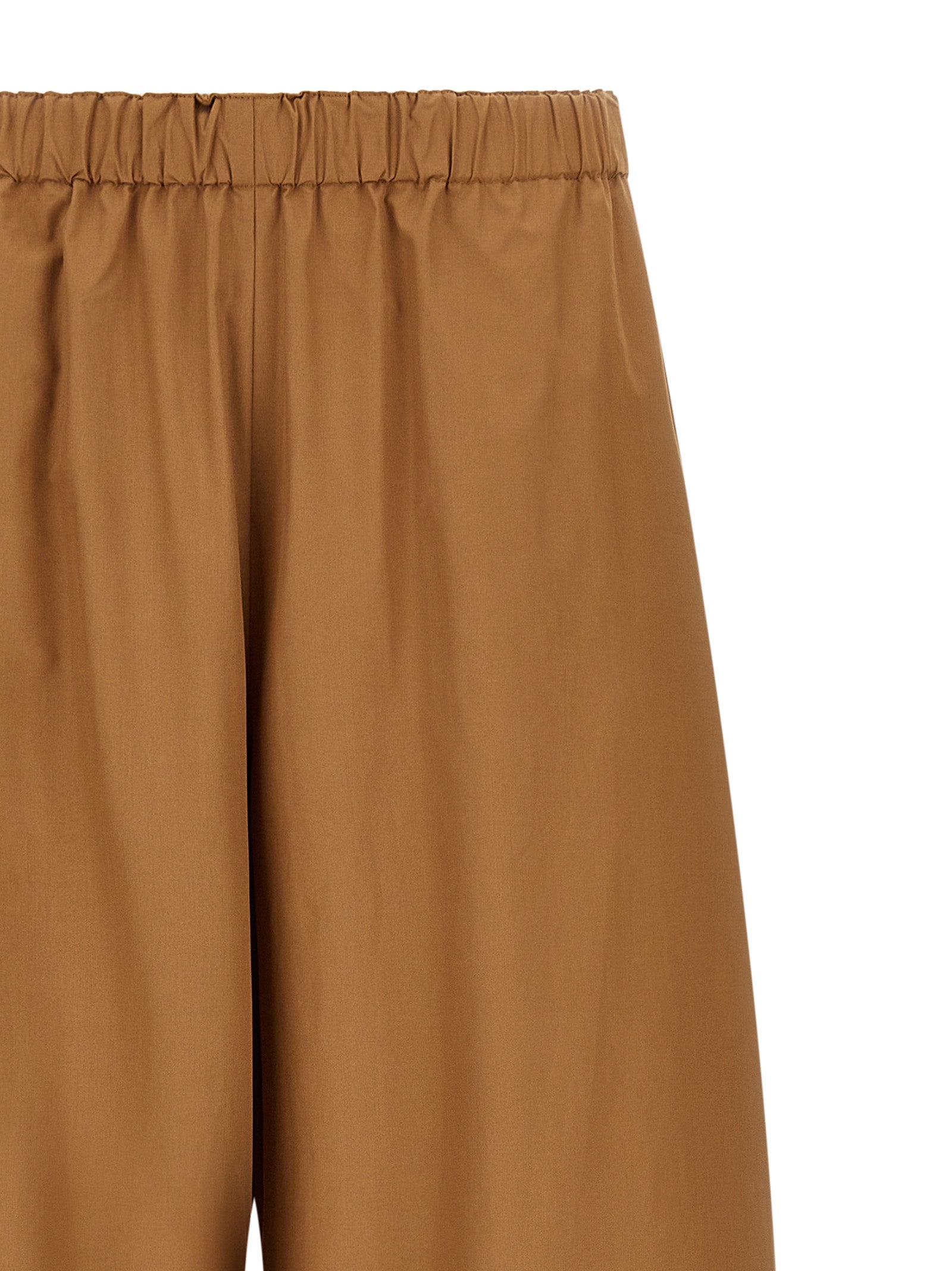 Casual Pants by Fabiana Filippi for women in cotton brown features an sartorial straight-leg & wide and long with a cut for a sartorial finish.