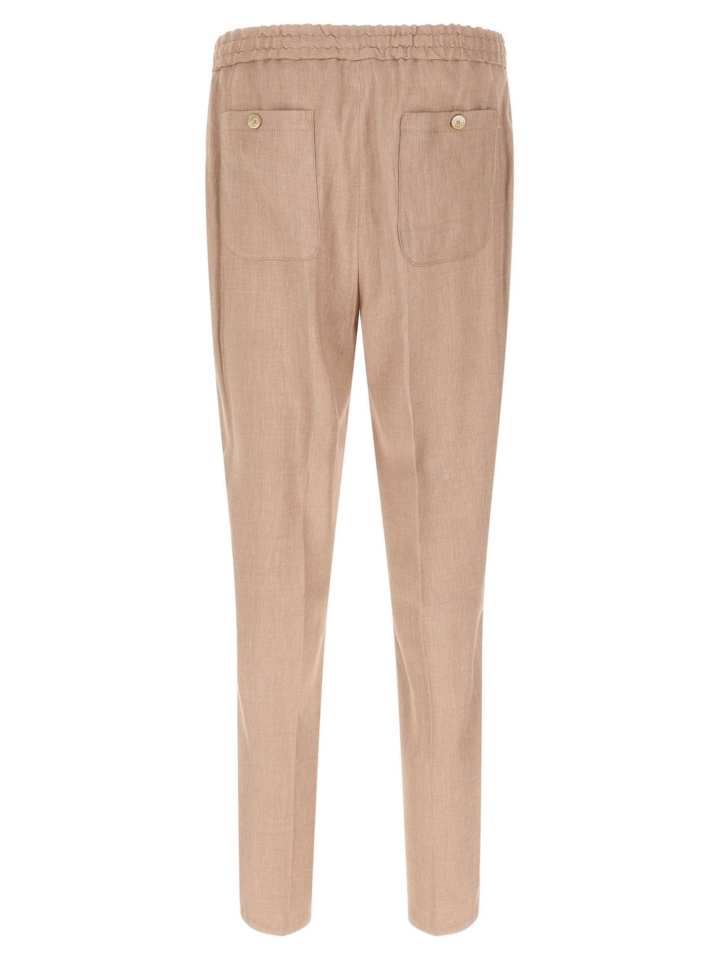 Joggers by Etro for men in linen viscose twill beige features an sophisticated and straight-leg with a precise long, creating a sophisticated and sophisticated silhouette.