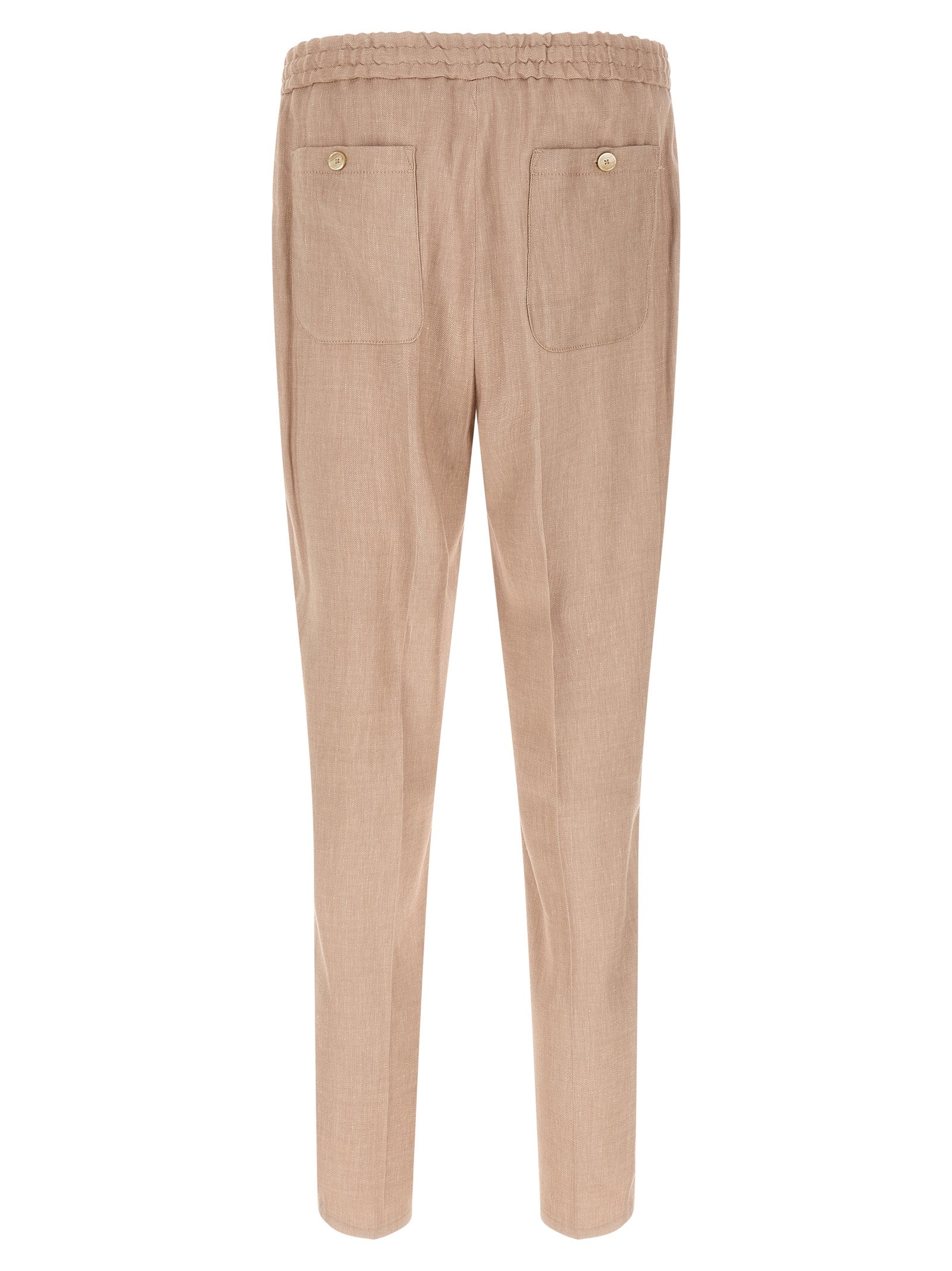 Joggers by Etro for men in linen viscose twill beige features an sophisticated and straight-leg with a precise long, creating a sophisticated and sophisticated silhouette.