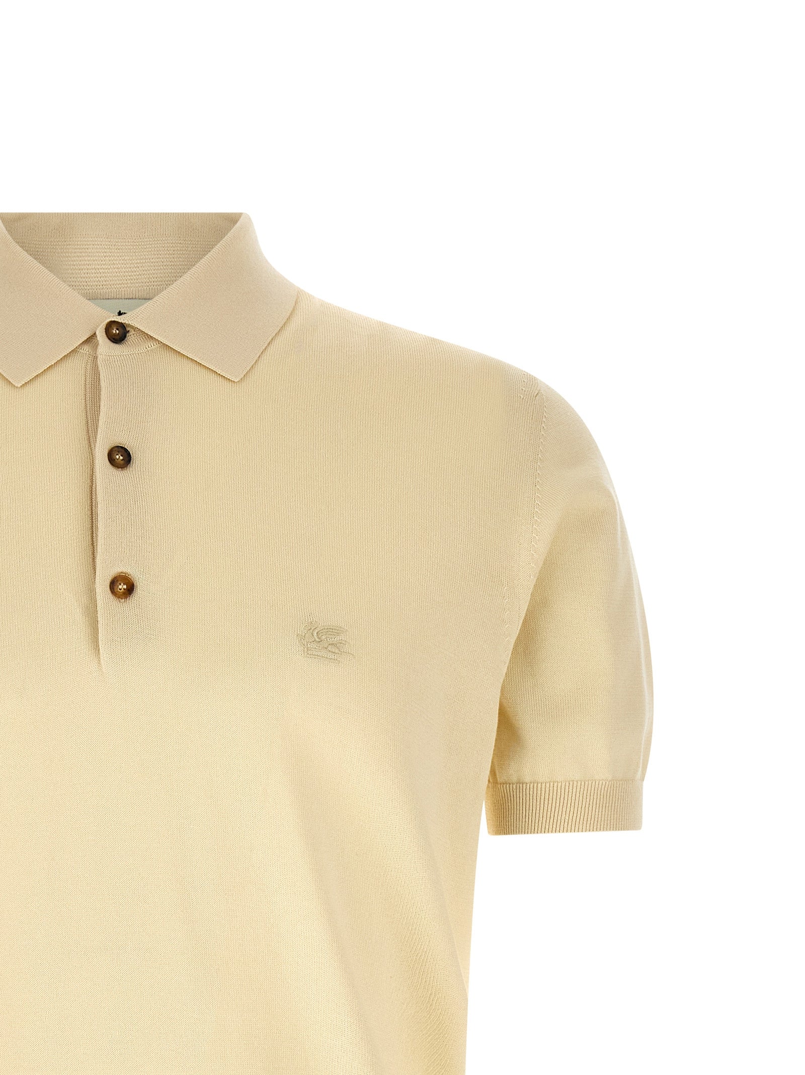 Polo Shirt by Etro for men in cotton beige presents a crisp silhouette, artfully detailed with a crisp and crisp .