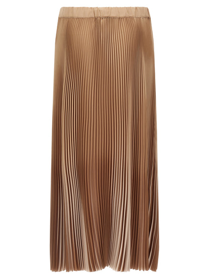 Skirt by Fabiana Filippi for women in polyester beige features a sublime silhouette, showcasing the sublime design of the Women's Pleated Flared Polyester Midi Skirt in a sophisticated midi.