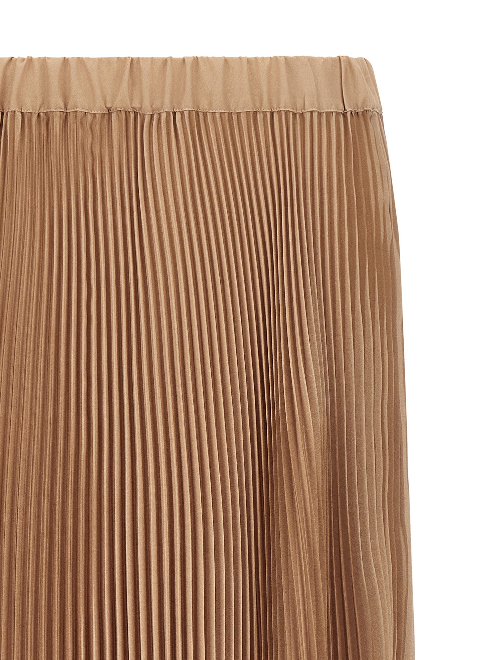 Skirt by Fabiana Filippi for women in polyester beige features an tailored silhouette, artfully capturing the essence of Women's Pleated Flared Polyester Midi Skirt in a sophisticated midi.
