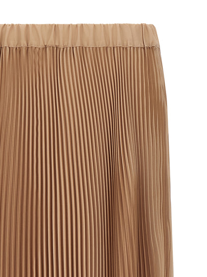 Skirt by Fabiana Filippi for women in polyester beige features an tailored silhouette, artfully capturing the essence of Women's Pleated Flared Polyester Midi Skirt in a sophisticated midi.