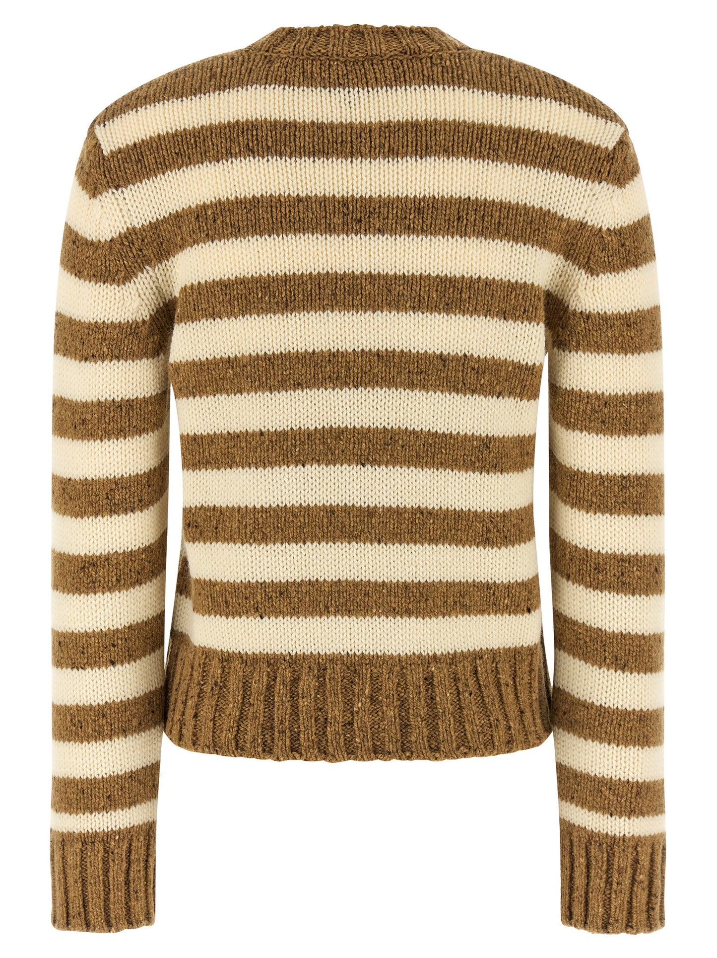 Cardigan by A.P.C. for women in virgin wool brown & striped showcases a captivating silhouette, artfully detailed with a captivating and crew neckline for a truly sophisticated captivating look.