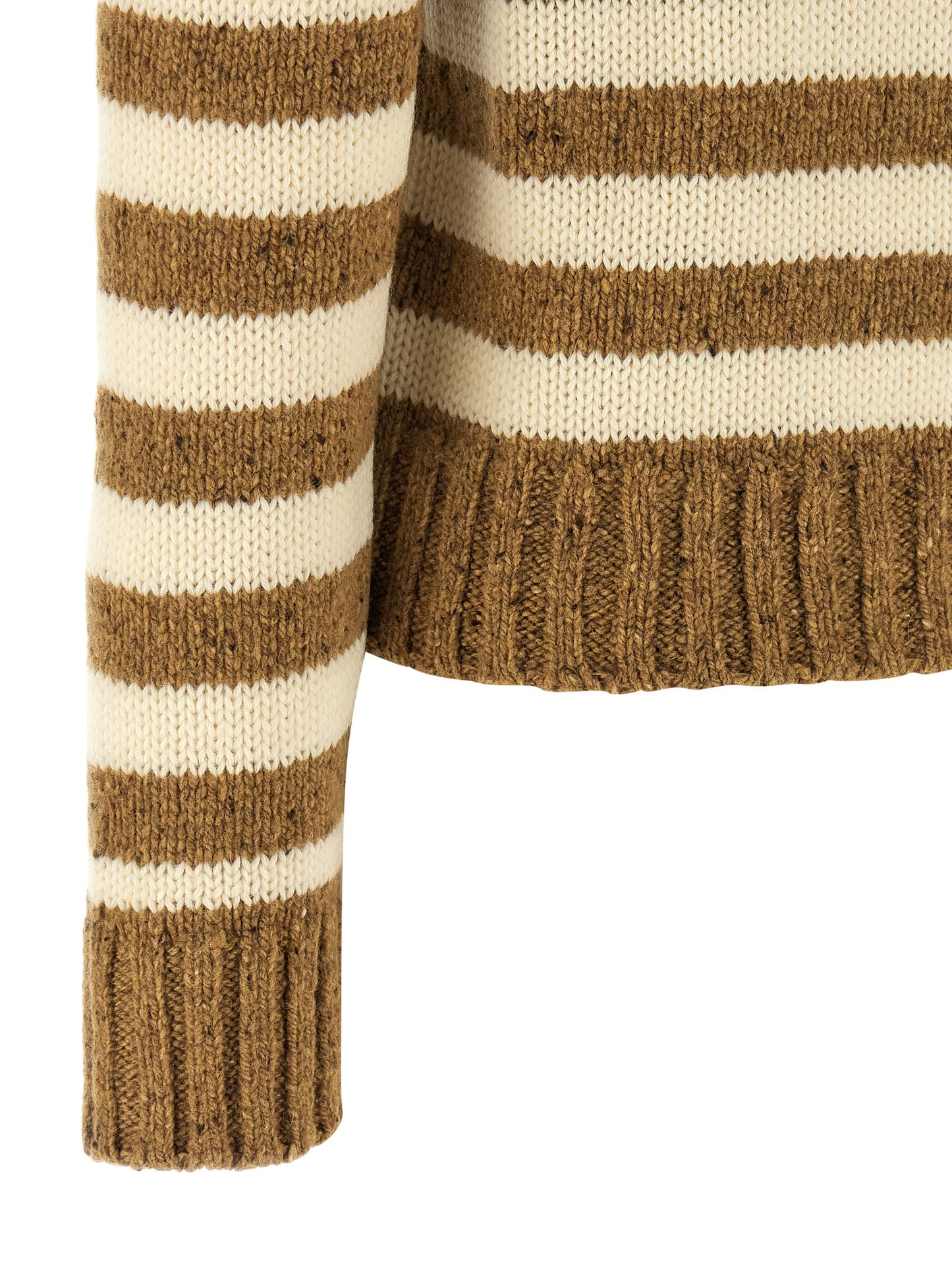 Cardigan by A.P.C. for women in virgin wool brown & striped showcases a captivating silhouette, artfully detailed with a captivating and for a truly sophisticated captivating look.