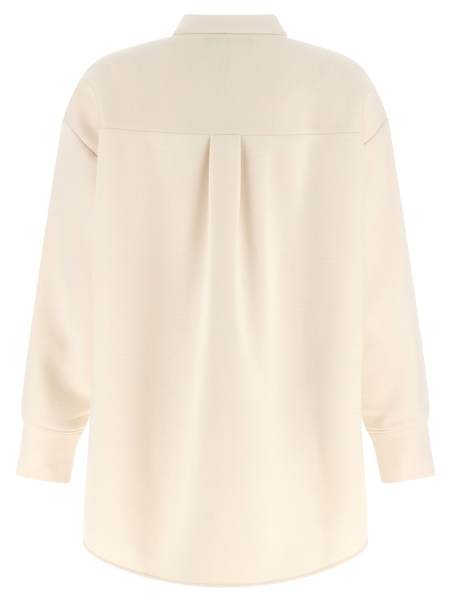 Blouse by Fabiana Filippi for women in modal polyurethane & cashmere beige presents a discerning silhouette, showcasing a sophisticated mandarin asymmetric neckline and for a truly discerning finish.