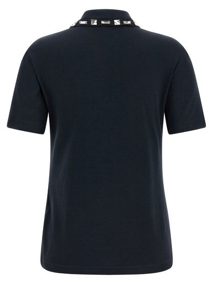 Polo Shirt by Fabiana Filippi for women in stretch cotton blue features a eye catching silhouette, showcasing a refined and for a eye catching finish.