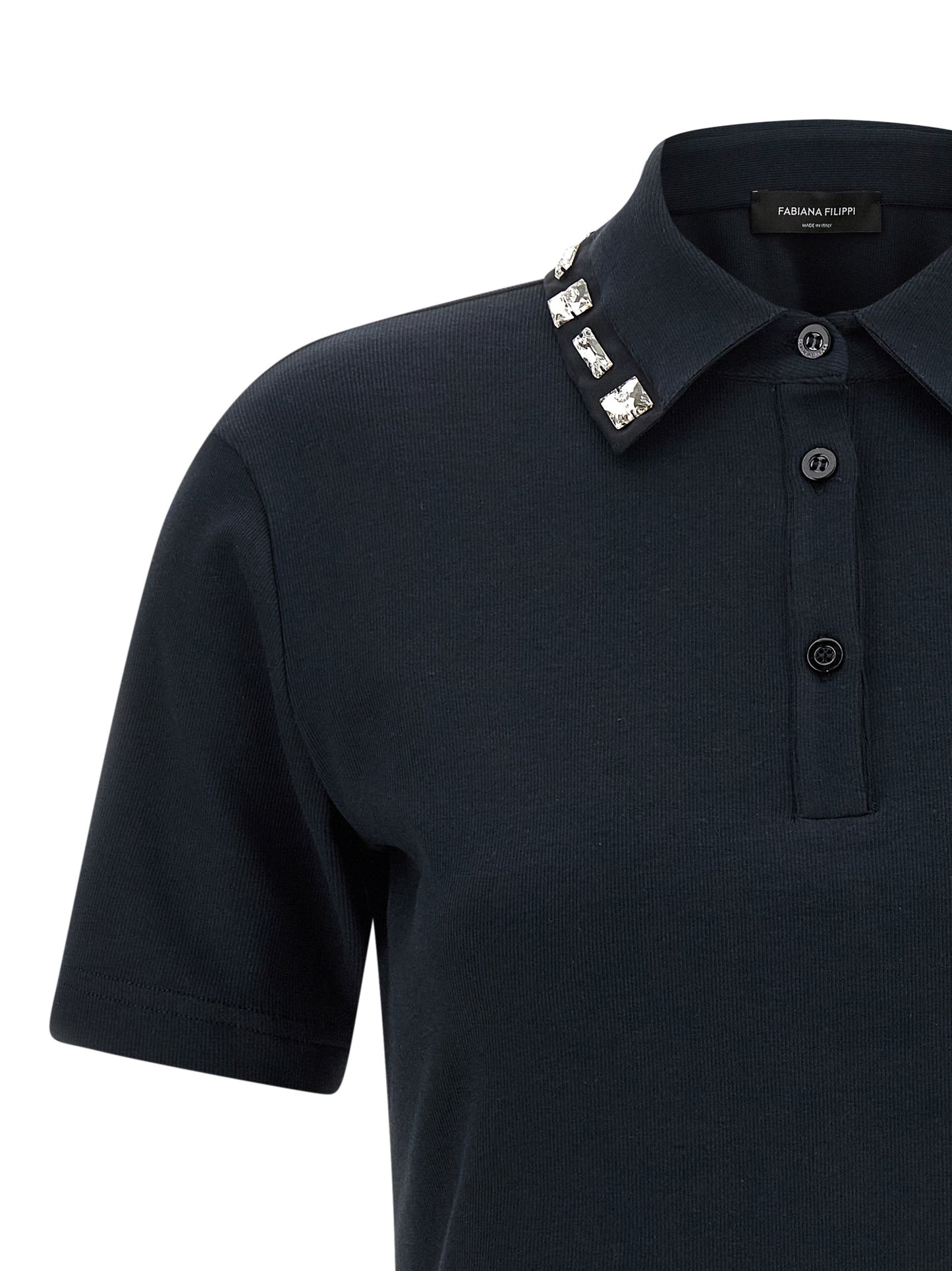 Polo Shirt by Fabiana Filippi for women in stretch cotton blue showcases a enviable silhouette, featuring a refined and for a enviable finish.