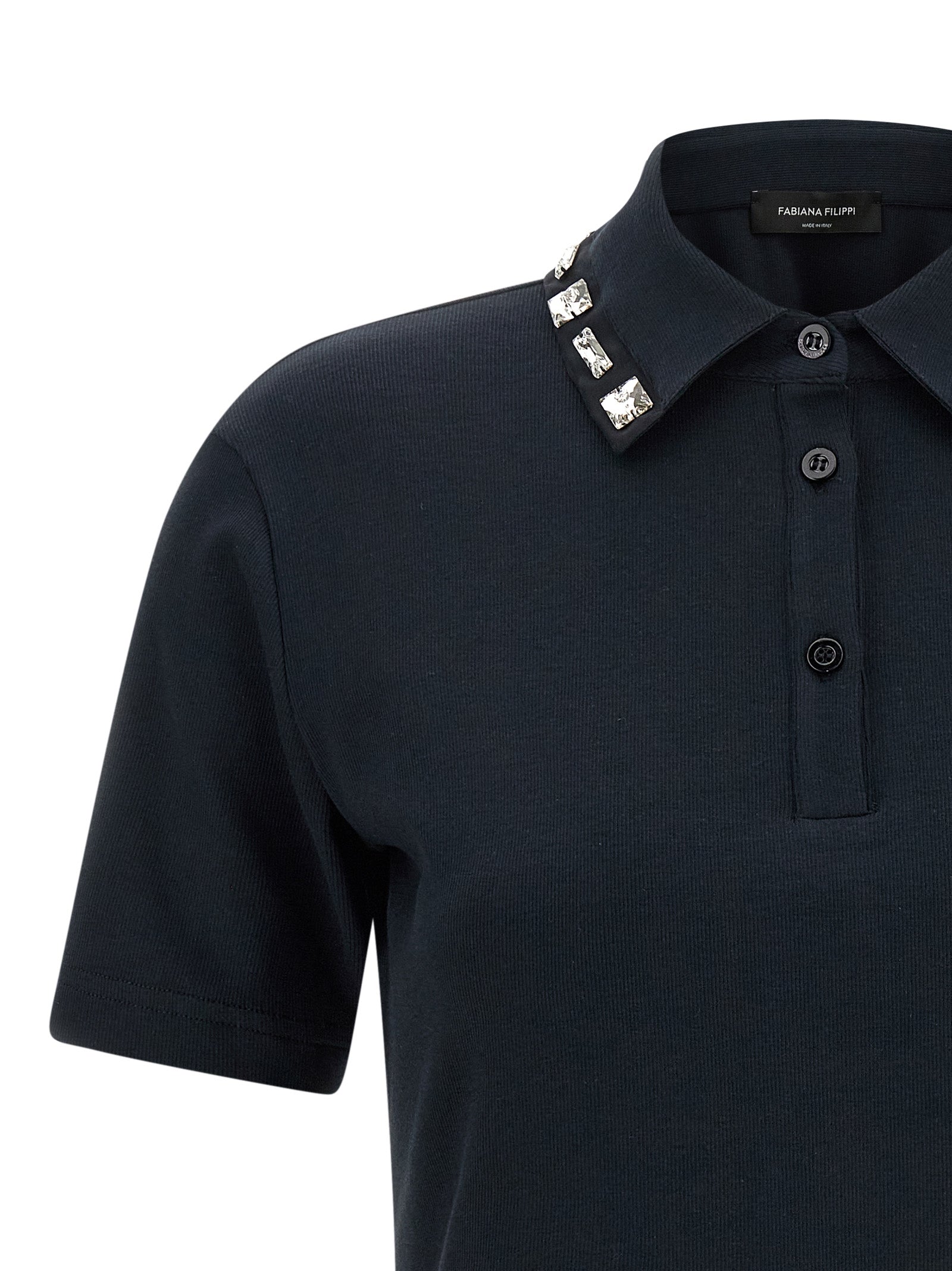 Polo Shirt by Fabiana Filippi for women in stretch cotton blue showcases a enviable silhouette, featuring a refined and for a enviable finish.