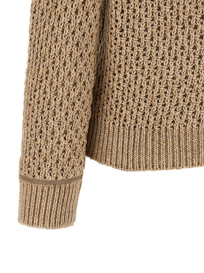 Cardigan by Fabiana Filippi for women in wool cotton & viscose brown showcases a captivating silhouette, artfully detailed with a captivating and for a truly sophisticated captivating look.