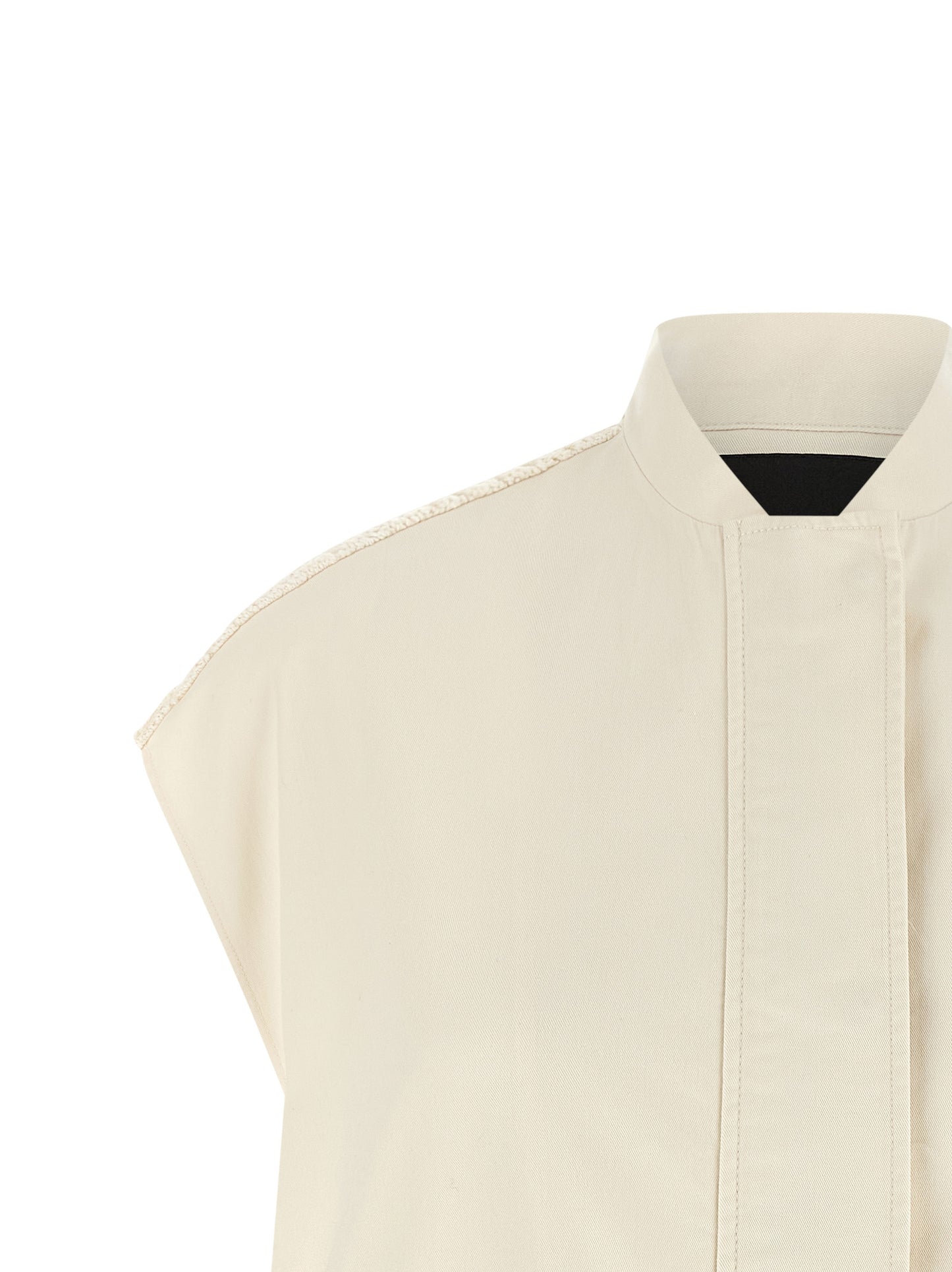 Vest by Fabiana Filippi for women in stretch cotton beige features a chic silhouette, expertly detailed with a refined high-neck neckline and premium for a truly chic look.