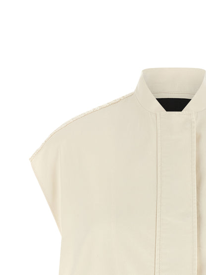 Vest by Fabiana Filippi for women in stretch cotton beige features a chic silhouette, expertly detailed with a refined high-neck neckline and premium for a truly chic look.