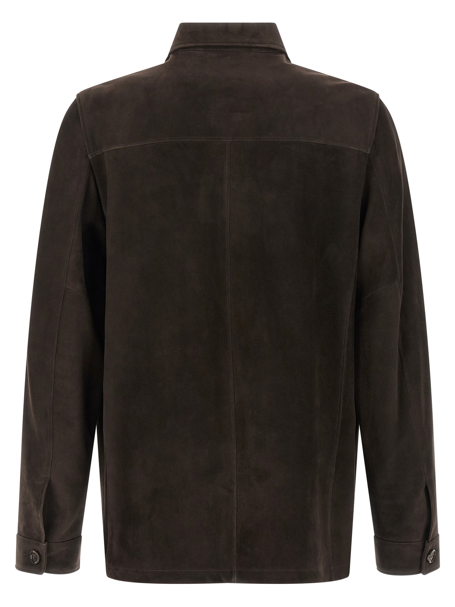 Jacket by MooRER for men in suede lamb leather brown presents a impeccable silhouette, showcasing distinct pockets and a impeccable for a sophisticated finish.