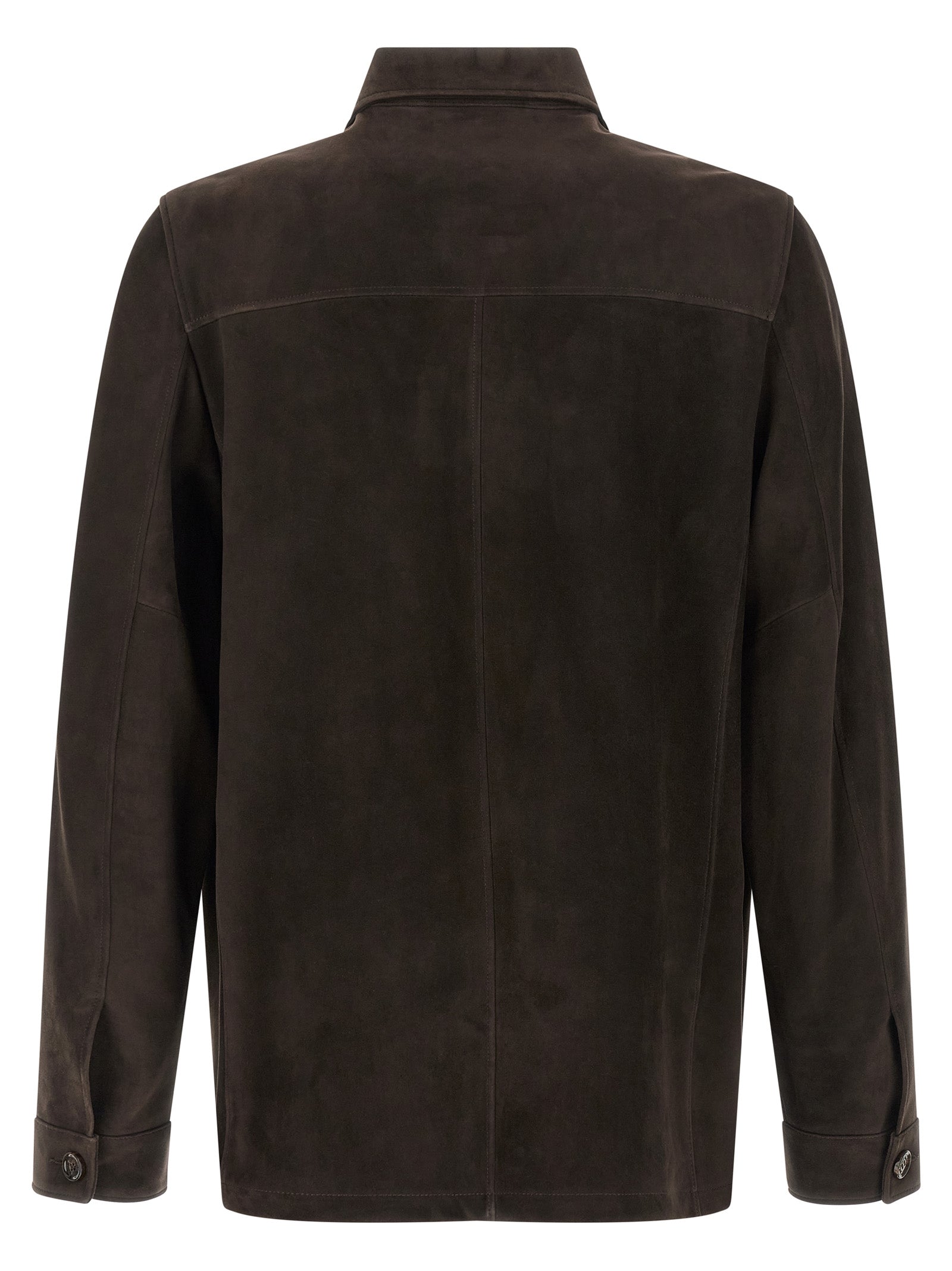 Jacket by MooRER for men in suede lamb leather brown presents a impeccable silhouette, showcasing distinct pockets and a impeccable for a sophisticated finish.
