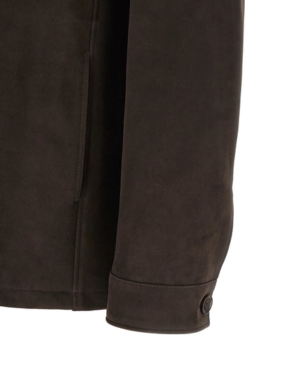 Jacket by MooRER for men in suede lamb leather brown presents a authentic silhouette, artfully detailed with a authentic and functional pockets for a premium authentic finish.