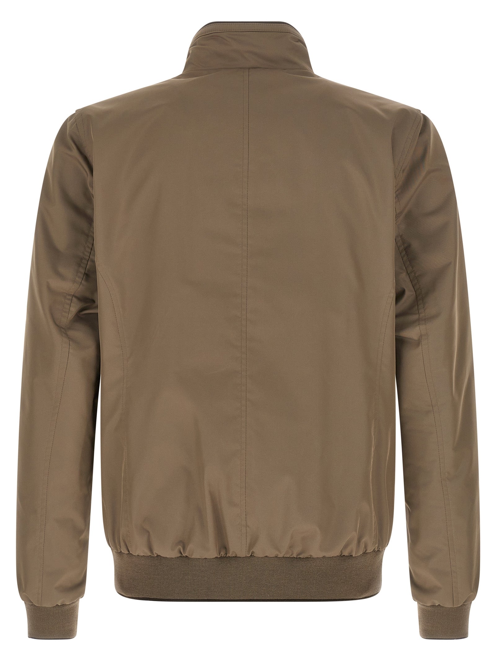 This Bomber Jacket by MooRER for men in polyester beige exhibits a edgy silhouette, meticulously detailed with functional pockets and a edgy for a edgy finish.