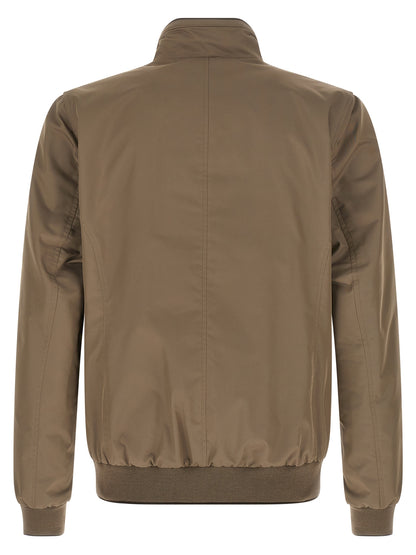 This Bomber Jacket by MooRER for men in polyester beige exhibits a edgy silhouette, meticulously detailed with functional pockets and a edgy for a edgy finish.