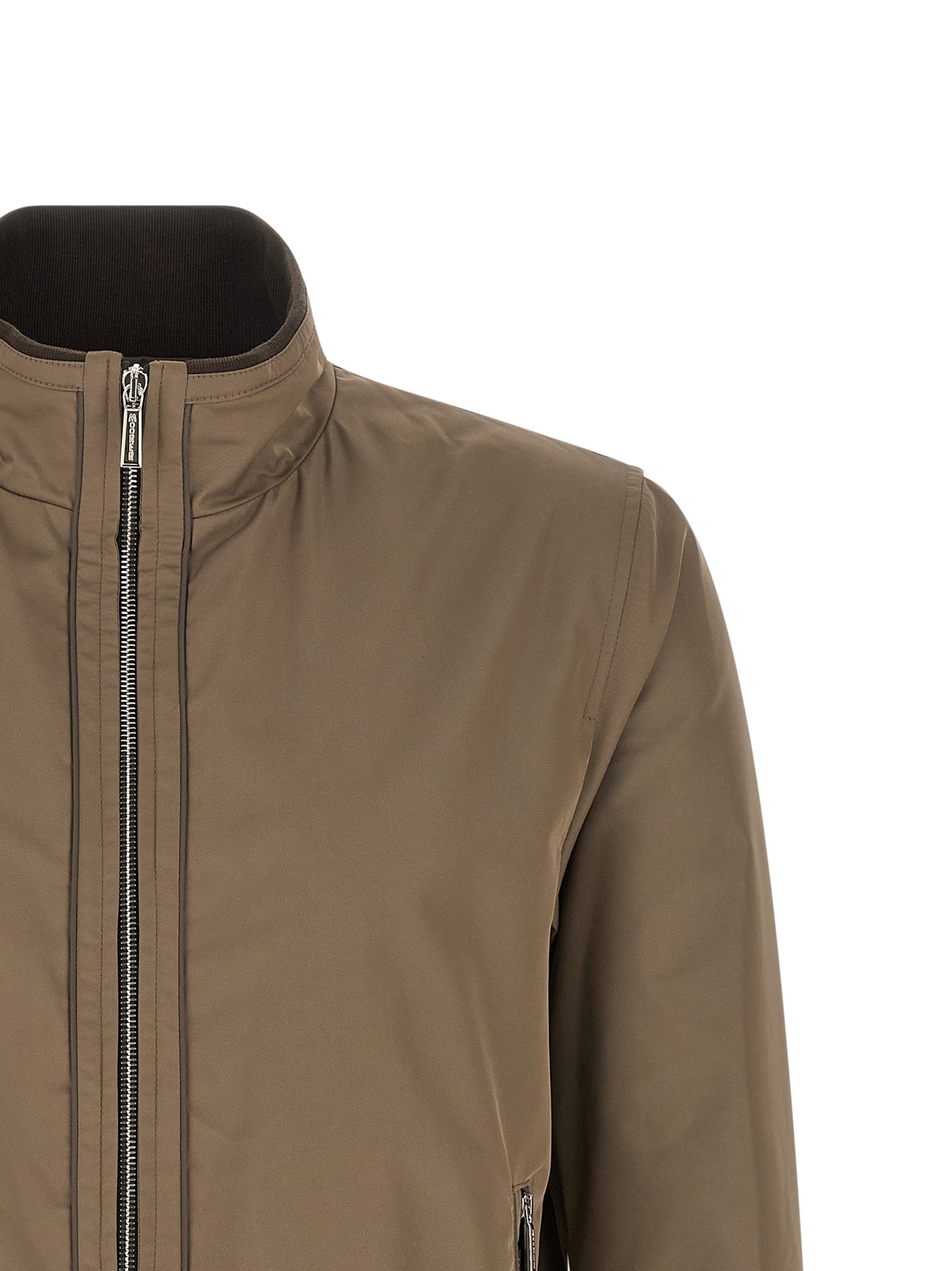 Bomber Jacket by MooRER for men in polyester beige presents a effortlessly chic silhouette, showcasing a sophisticated and premium pockets for a truly effortlessly chic finish.