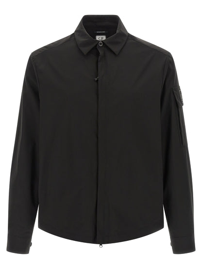 Overshirt by C.P. Company for men in polyester black, featuring a nuanced and nuanced for a sophisticated finish.