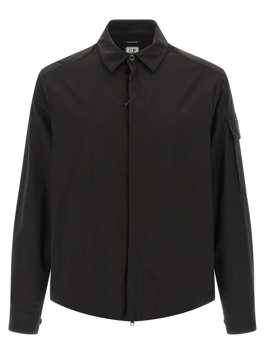 Overshirt by C.P. Company for men in polyester black, featuring a nuanced and nuanced for a sophisticated finish.