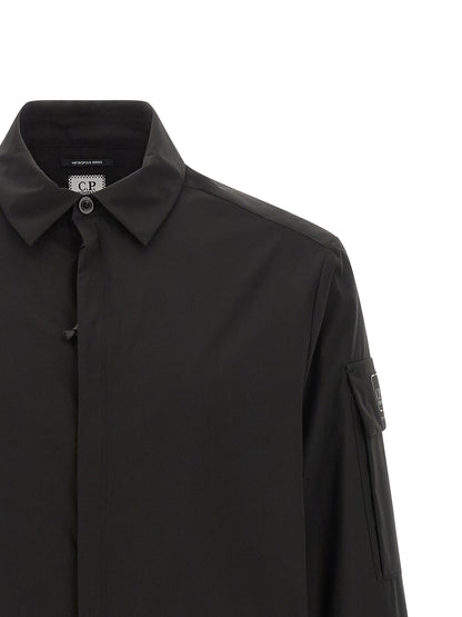 Overshirt by C.P. Company for men in polyester black showcases a sublime silhouette, artfully detailed with a sublime and for a sophisticated, sublime finish.