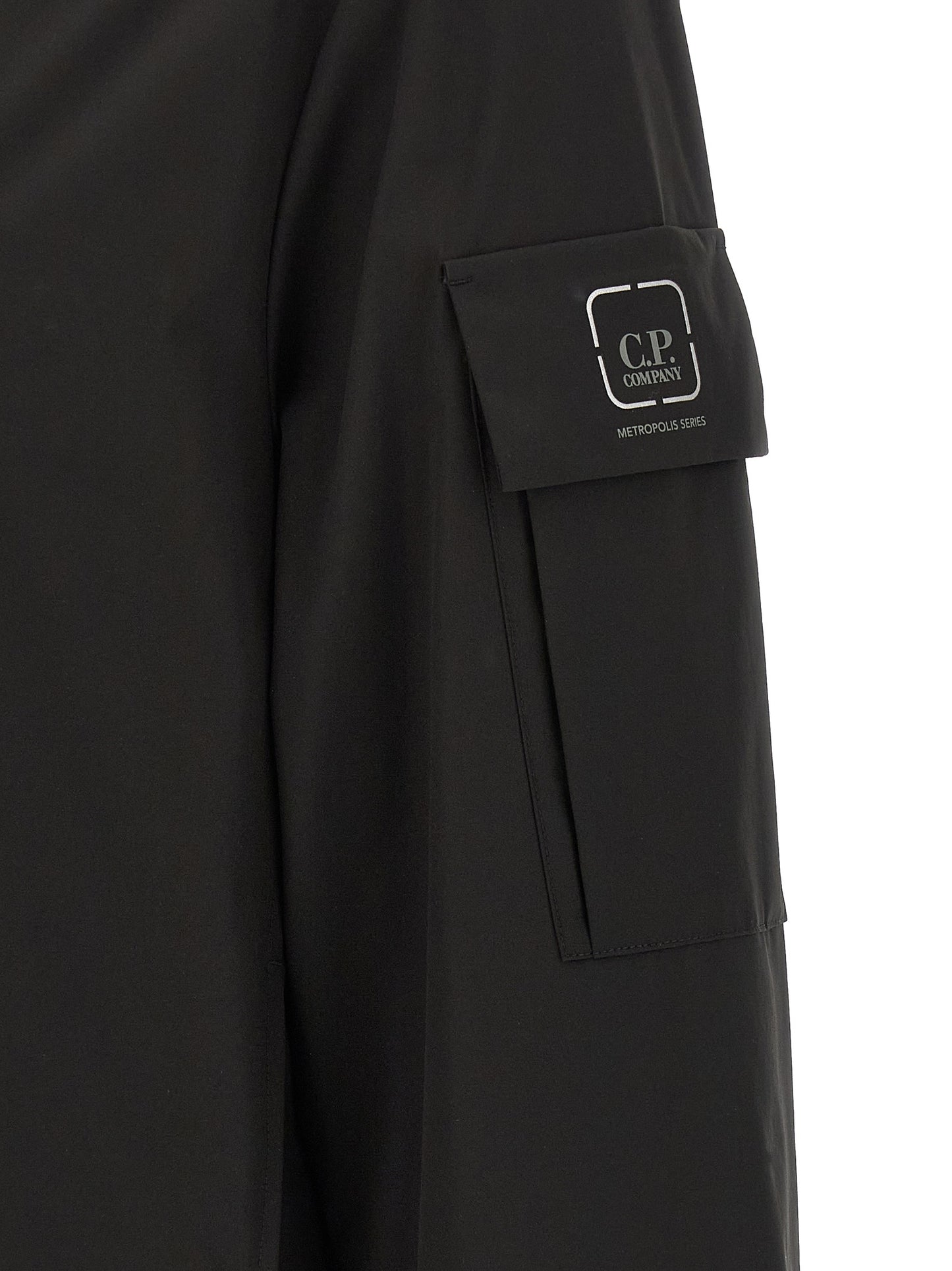 Overshirt by C.P. Company for men in polyester black features an architectural silhouette with a refined and elegant for a architectural look.