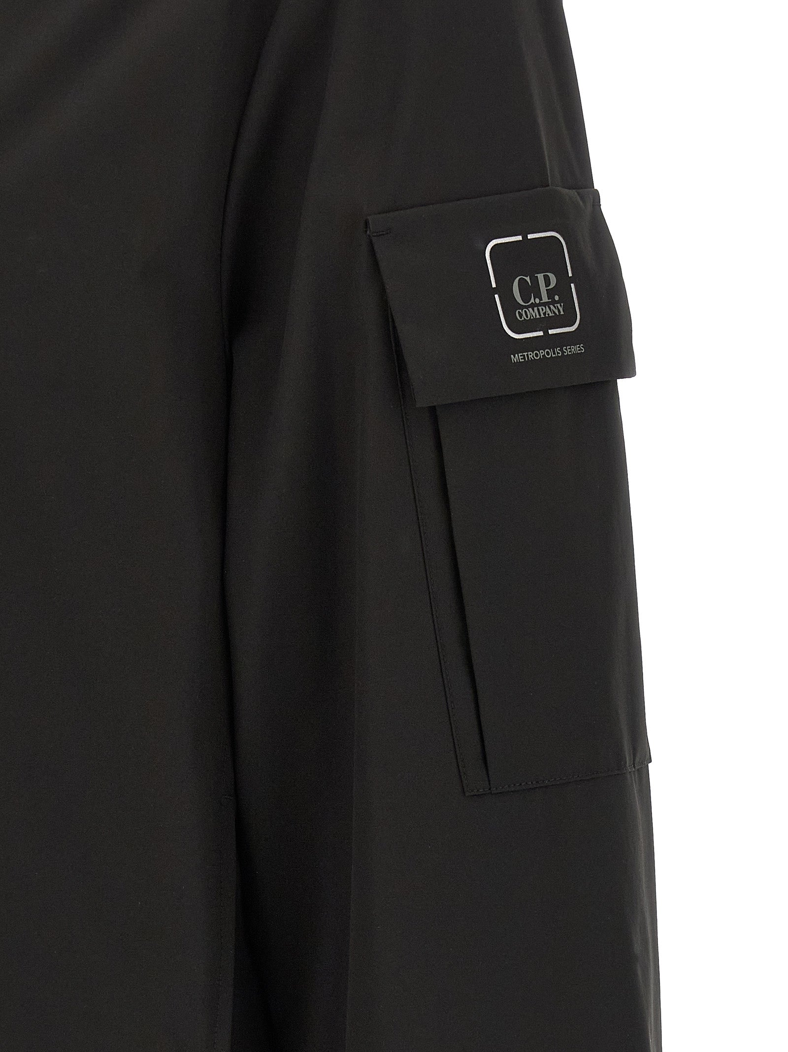 Overshirt by C.P. Company for men in polyester black features an architectural silhouette with a refined and elegant for a architectural look.