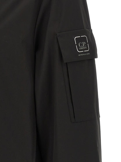 Overshirt by C.P. Company for men in polyester black features an architectural silhouette with a refined and elegant for a architectural look.