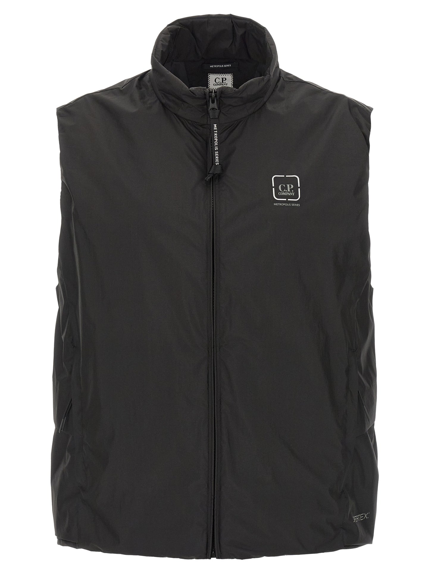 Vest by C.P. Company for men in polyamide black features an on trend silhouette, showcasing a sophisticated and premium breathable-design, water-resistant, pockets & insulated for a truly on trend finish.