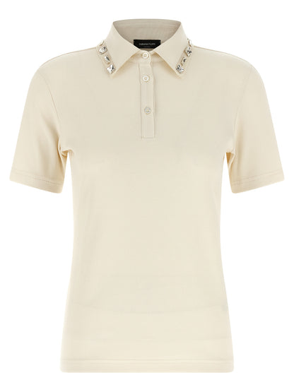 Polo Shirt by Fabiana Filippi for women in stretch cotton beige features a eye catching silhouette, showcasing a refined and short-sleeve for a eye catching finish.