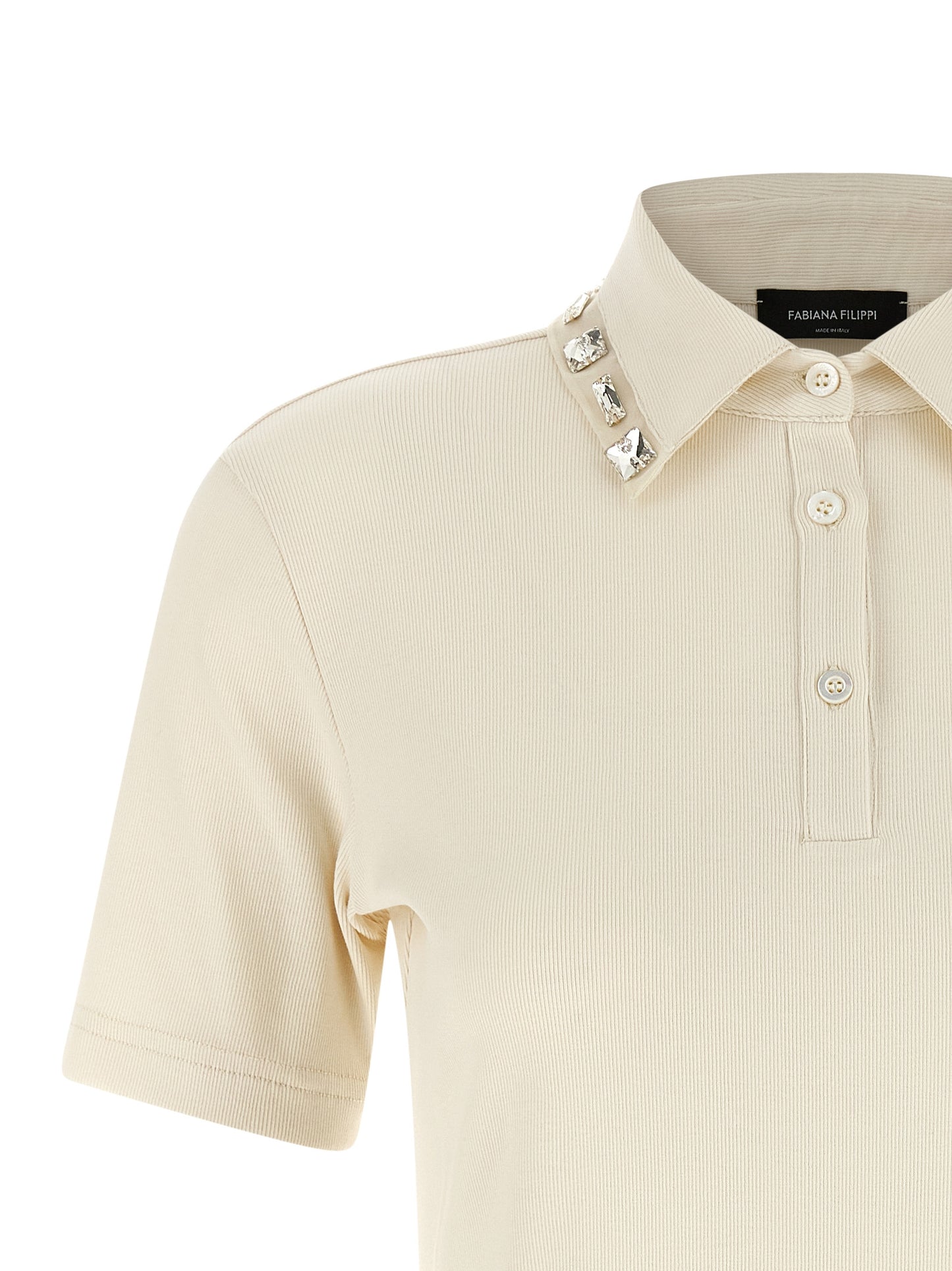 Polo Shirt by Fabiana Filippi for women in stretch cotton beige showcases a enviable silhouette, featuring a refined and for a enviable finish.