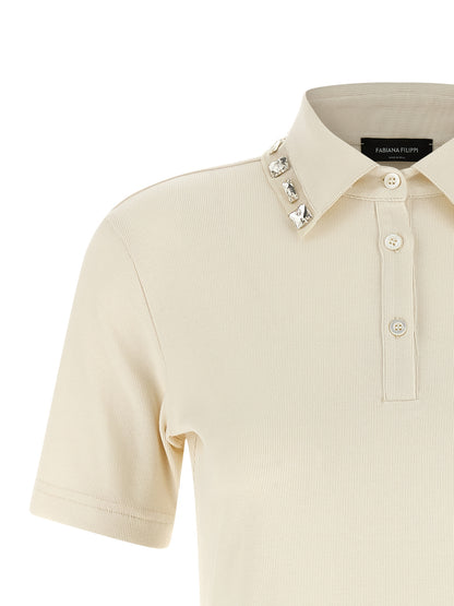 Polo Shirt by Fabiana Filippi for women in stretch cotton beige showcases a enviable silhouette, featuring a refined and for a enviable finish.