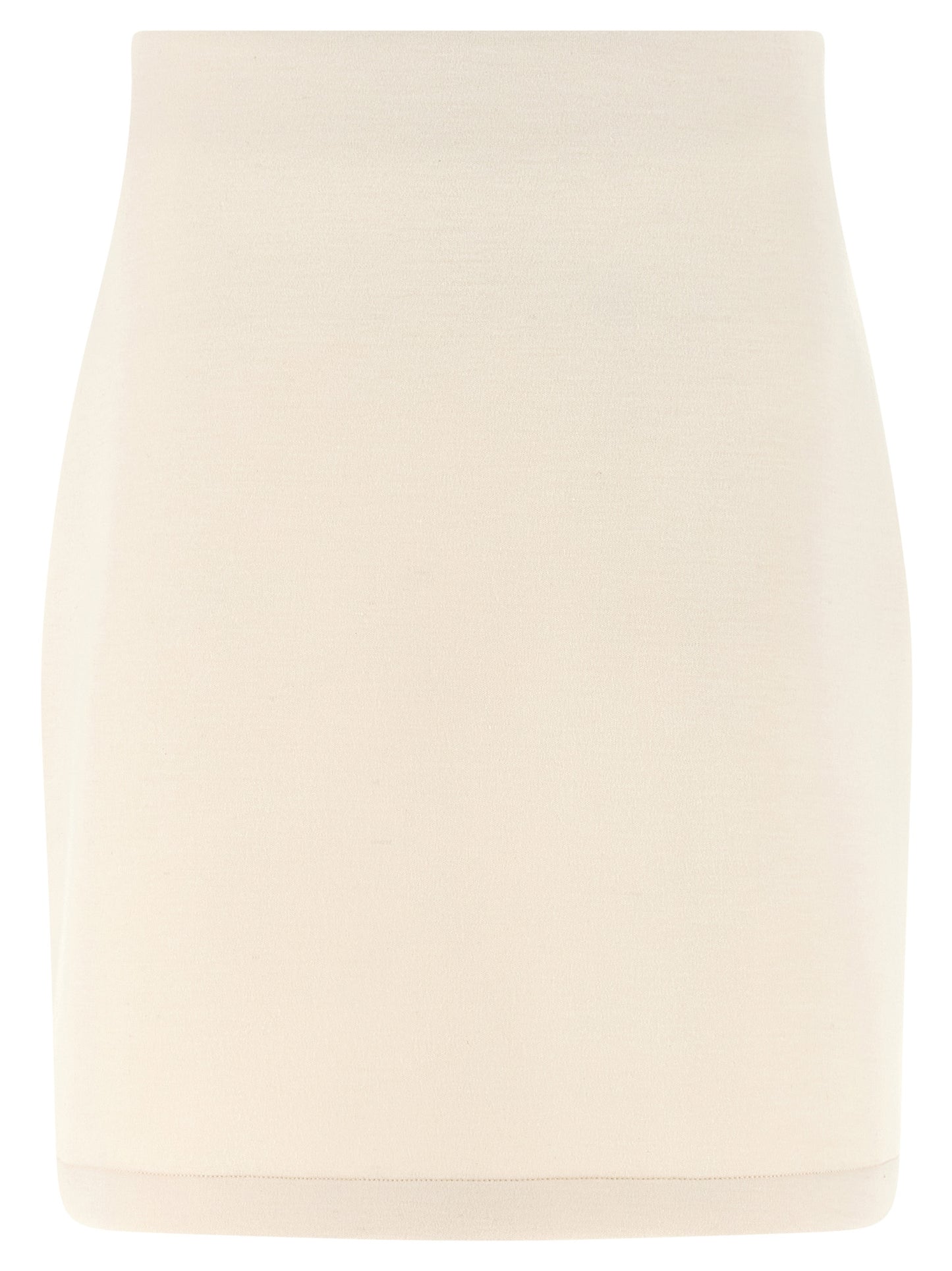 Skirt by Fabiana Filippi for women in modal polyurethane & cashmere beige showcases a dramatic silhouette, artfully capturing the essence of the Women's Flared Modal Polyurethane & Cashmere Mini Long Skirt in a dramatic mini long cut for a refined look.