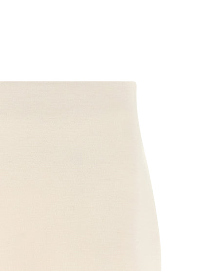 Skirt by Fabiana Filippi for women in modal polyurethane & cashmere beige features a sublime silhouette, showcasing the sublime design of the Women's Flared Modal Polyurethane & Cashmere Mini Long Skirt in a sophisticated mini long.