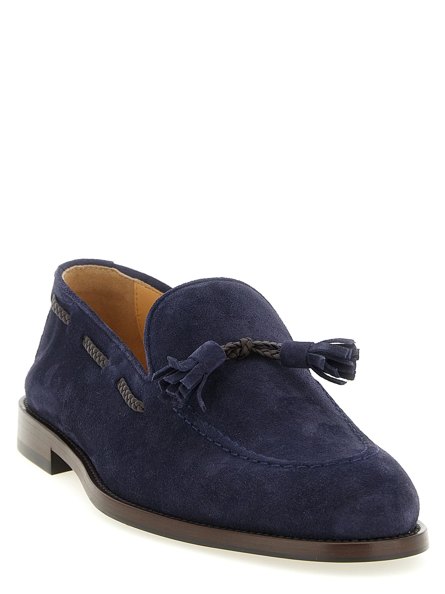 This Loafer Slip-On Shoes by Brunello Cucinelli for men in bos taurus suede calfskin leather blue features an exquisite silhouette from the Men's Bos Taurus Suede Calfskin Leather Loafer Slip-On Shoes collection, defined by a sophisticated and elegant .