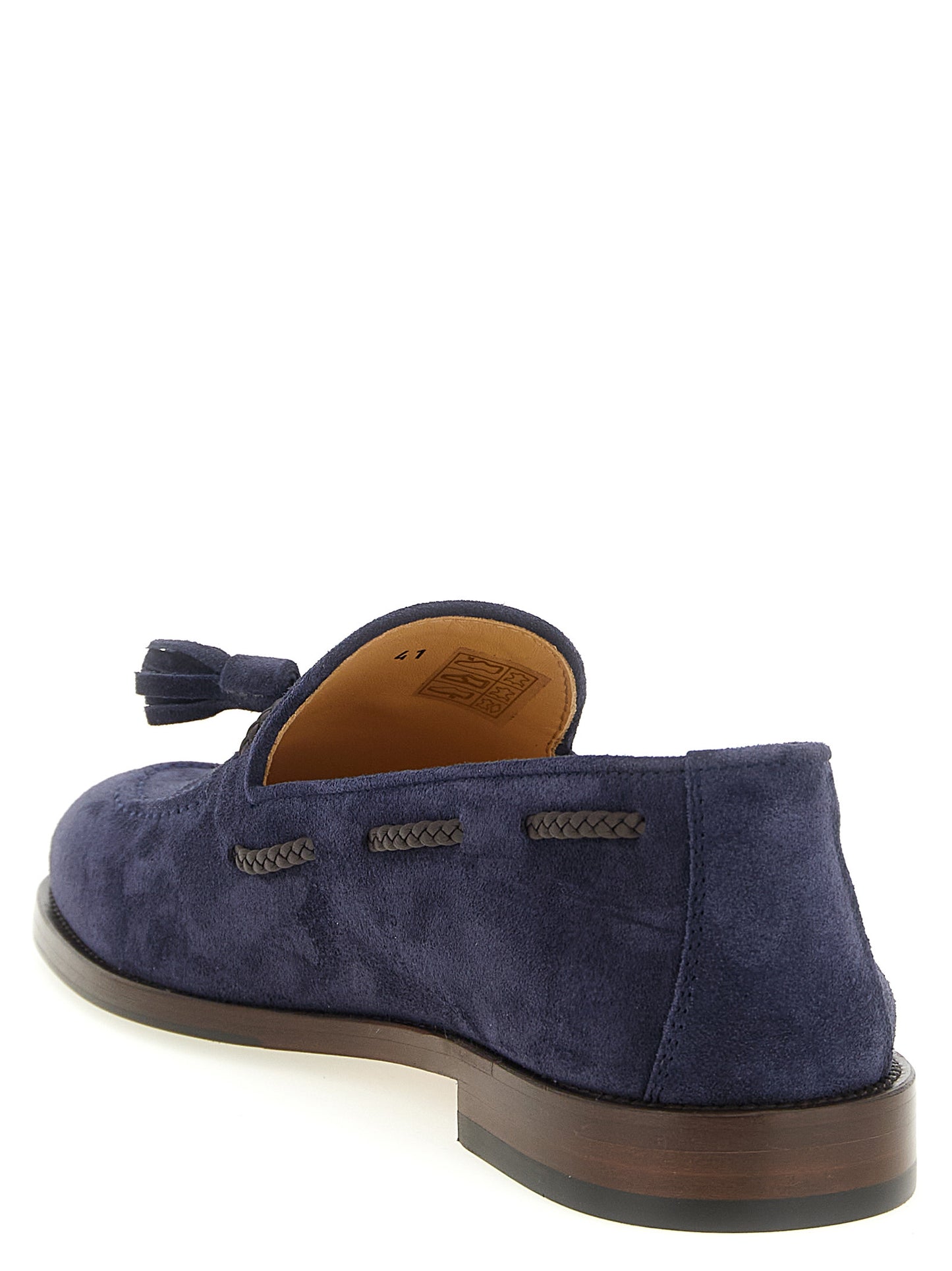 Loafer Slip-On Shoes by Brunello Cucinelli for men in bos taurus suede calfskin leather blue showcases a impeccable silhouette as Men's Bos Taurus Suede Calfskin Leather Loafer Slip-On Shoes, artfully designed with a impeccable and refined for a impeccable finish.