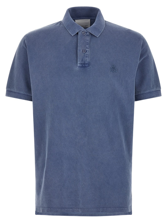 Isabel Marant Men's Short-Sleeve Cotton Polo Shirt - Blue