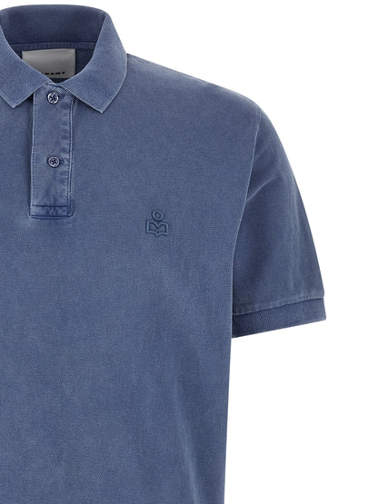 Isabel Marant Men's Short-Sleeve Cotton Polo Shirt - Blue